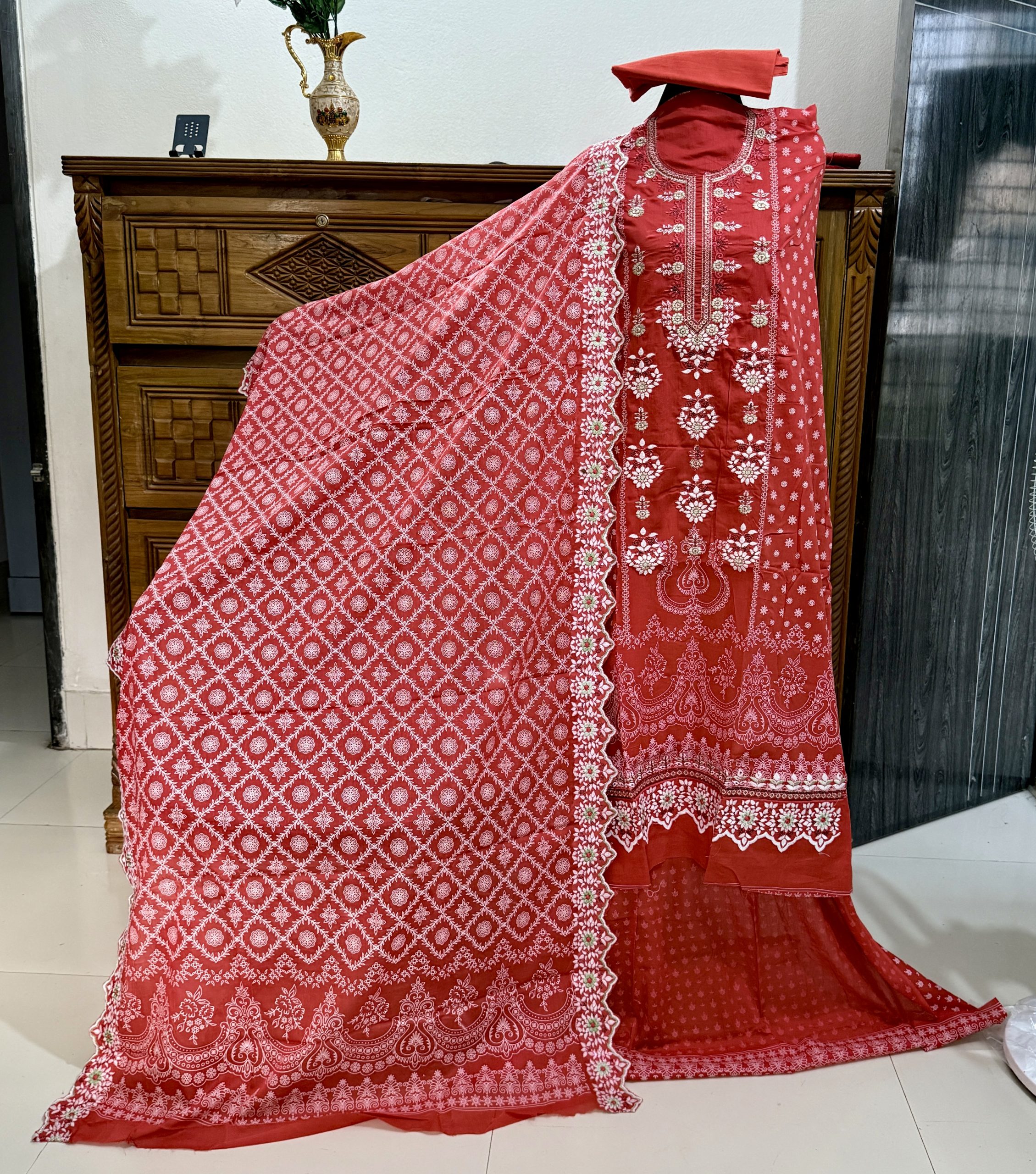 Maroon Red Multicolor-নবনিতা (সুতার কাজ করা)