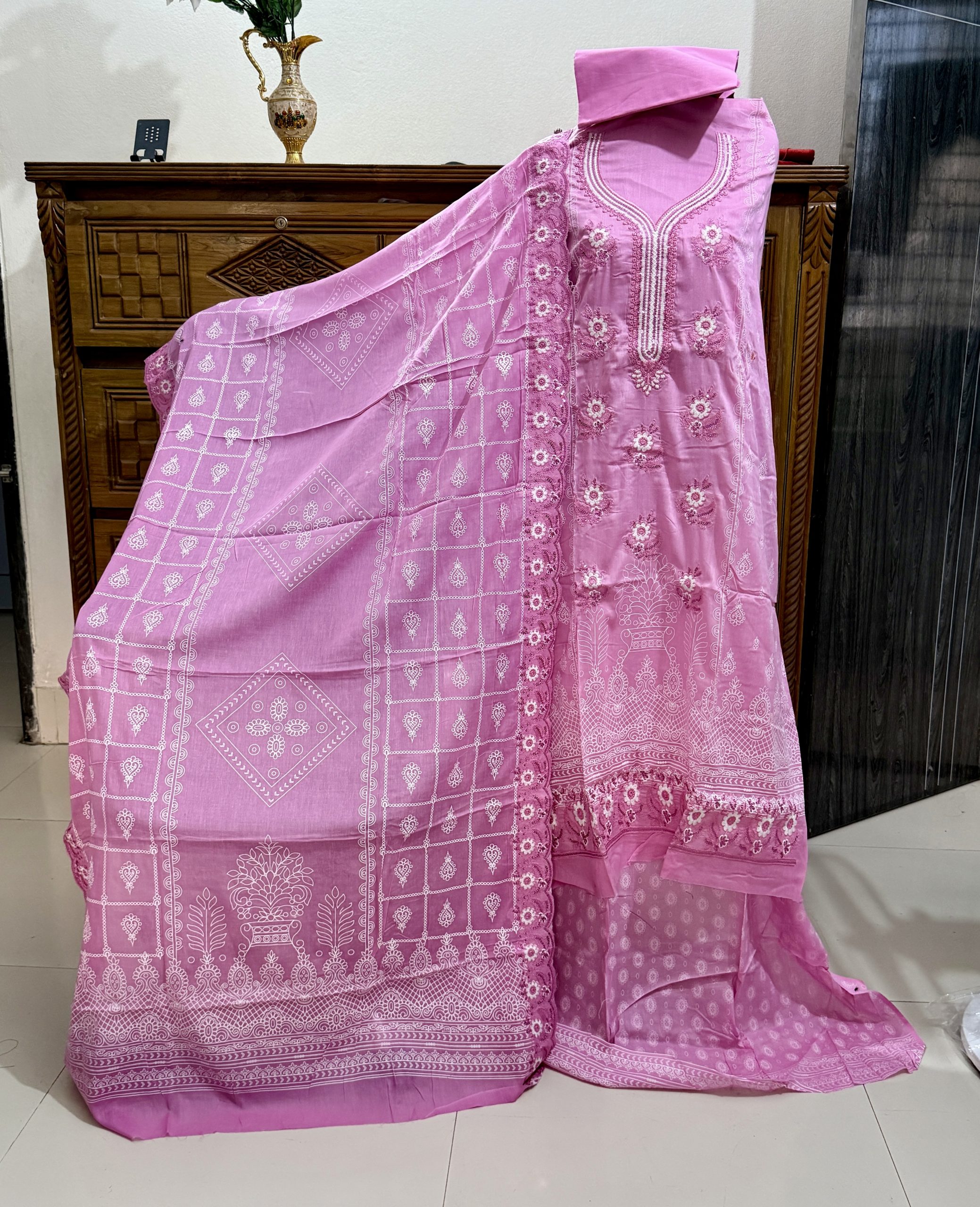 Rose Pink Multicolor- নবনিতা (সুতার কাজ করা)