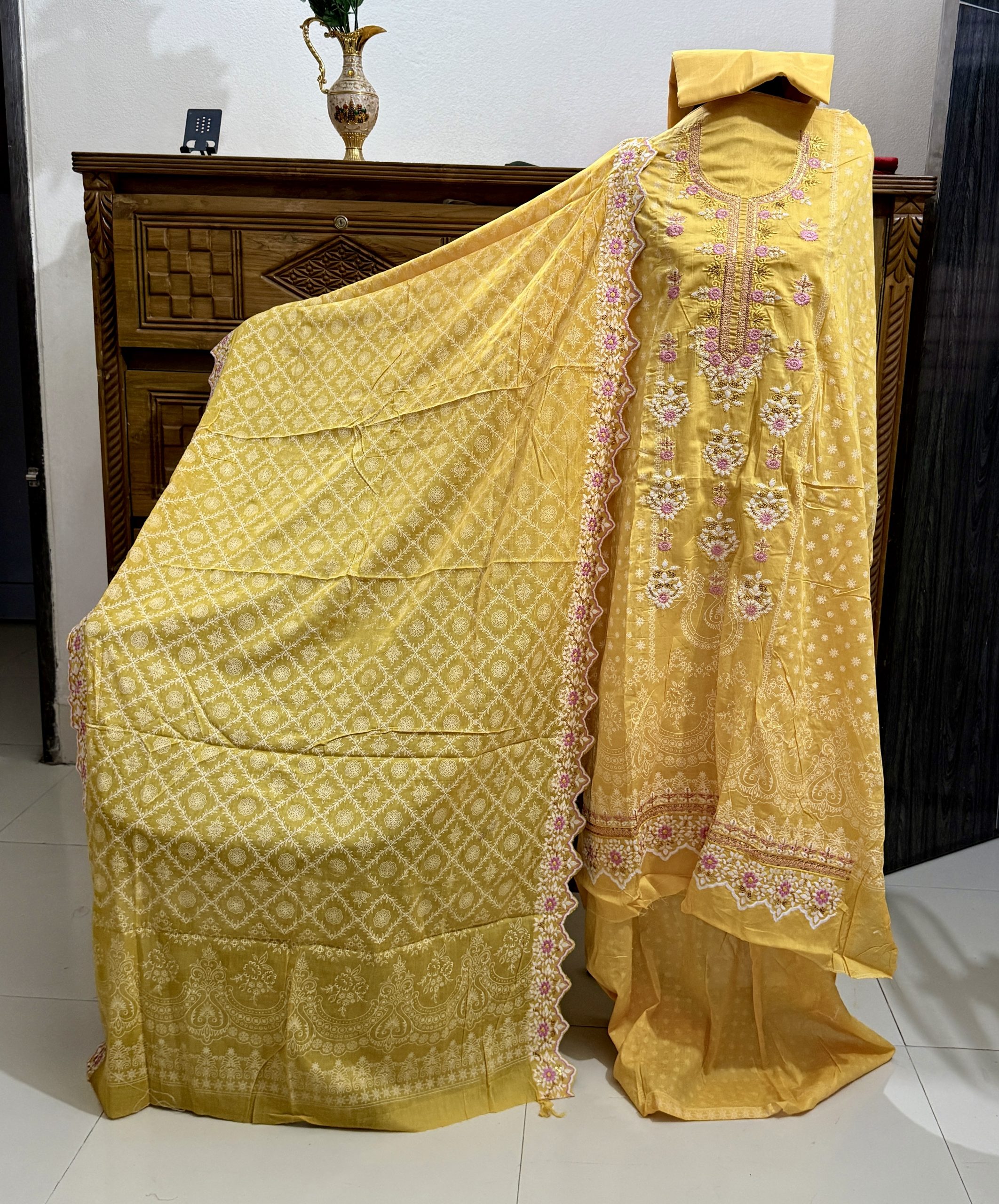 Mustard Yellow Multicolor- নবনিতা (সুতার কাজ করা)